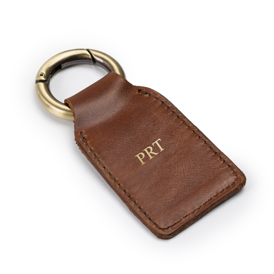 Personalised leather key ring Solier SA61 brown