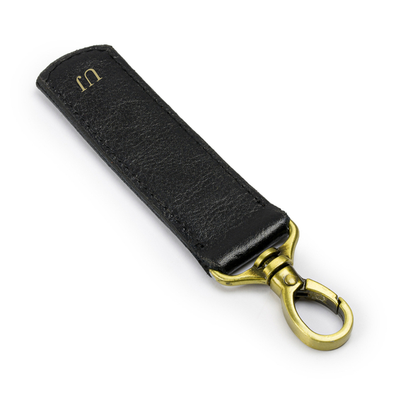 Personalised leather key ring Solier SA62 black