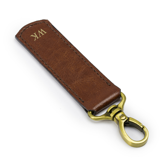 Personalised leather key ring Solier SA62 vintage brown