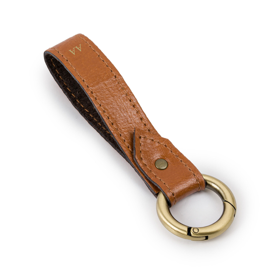 Personalised leather key ring Solier SA63 camel