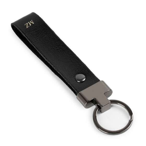 Personalised leather key ring Solier SA63 navy