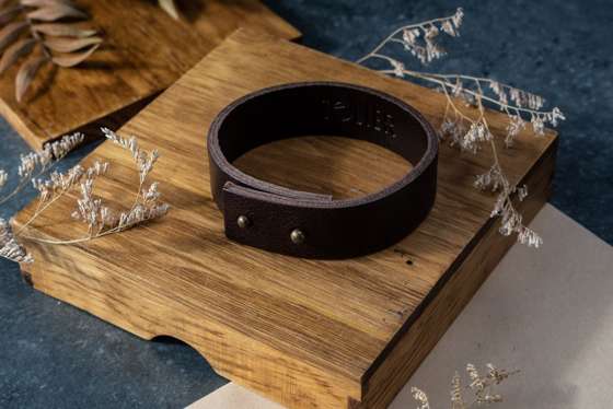 Personalised men's leather bracelet Solier SA39 dark brown