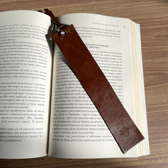 Personalized leather bookmark red