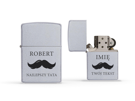 Set of personalized Zippo lighter and leather case