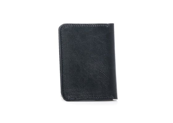 Slim leather men's wallet with coin holder SOLIER SW16 SLIM BLACK