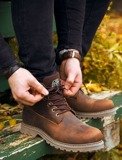 BROWN GENUINE LEATHER WALKING BOOTS