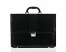 Black leather men's briefcase Solier Office