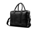 Black leather shoulder laptop bag SL02 ABERDEEN