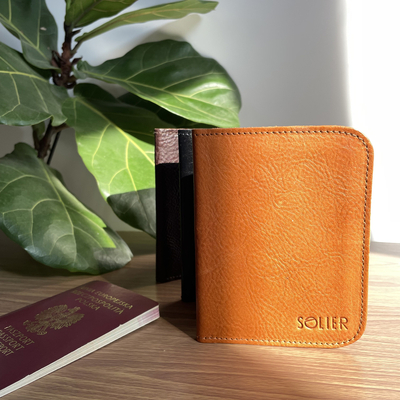 Brown leather wallet / passport holder SOLIER SW07