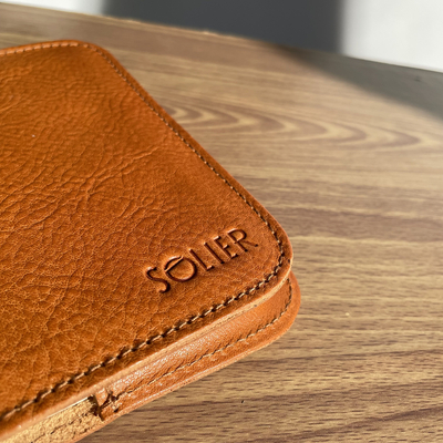 Brown leather wallet / passport holder SOLIER SW07