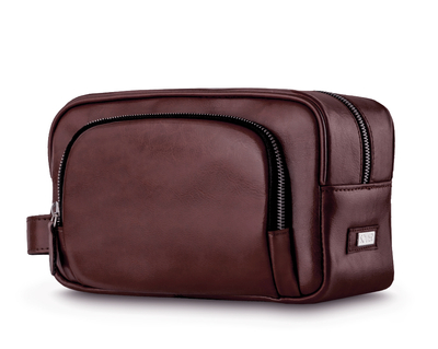 Elegant genuine leather men's beauty bag SK04 SOLIER brown-maroon