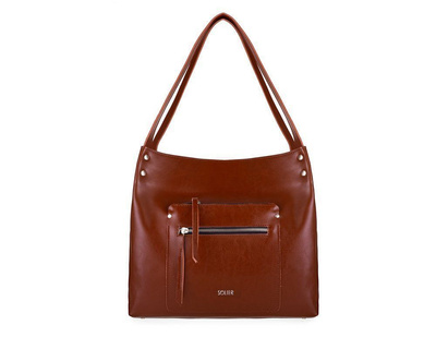 Genuine leather woman's shopper bag Vitoria FL18 vintage brown