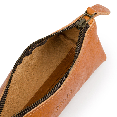 Leather pencil case Solier SA51 camel