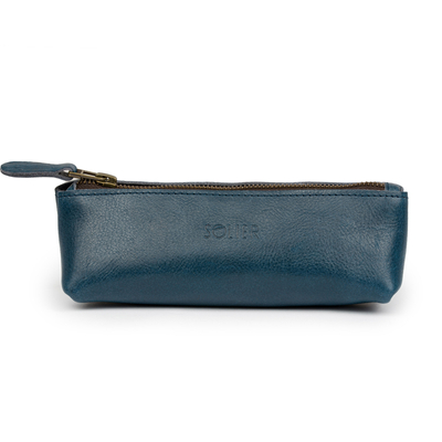 Leather pencil case Solier SA51 navy