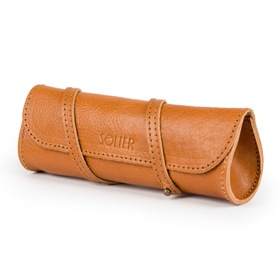 Leather pencil case Solier SA52 camel