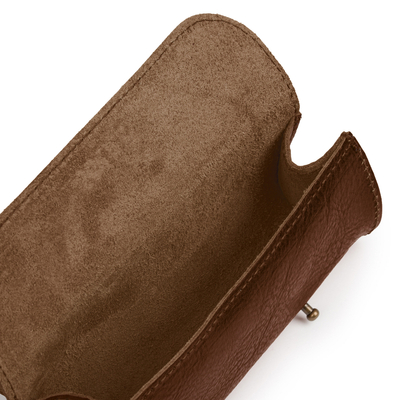 Leather pencil case Solier SA52 dark brown