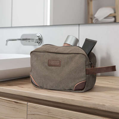 Men's canvas beauty bag SK05 SOLIER dark brown