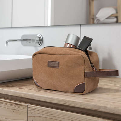 Men's canvas beauty bag SK05 light brown