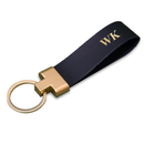 Personalised leather key ring Solier SA29 black mat