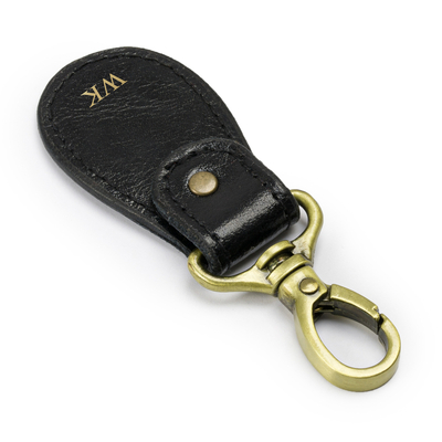 Personalised leather key ring Solier SA59 black