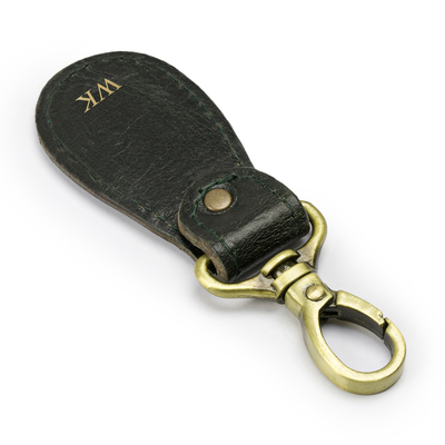 Personalised leather key ring Solier SA59 dark green