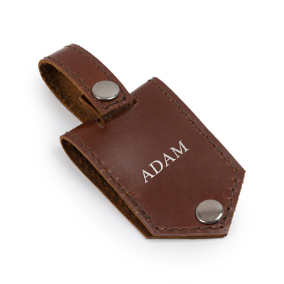 Personalised leather key ring Solier SA60 brown