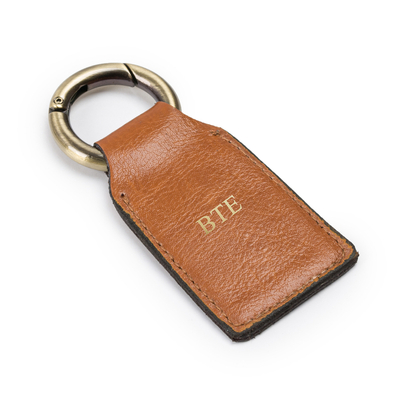 Personalised leather key ring Solier SA61 camel