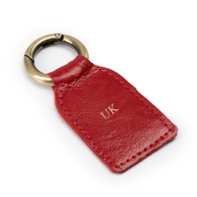 Personalised leather key ring Solier SA61 red