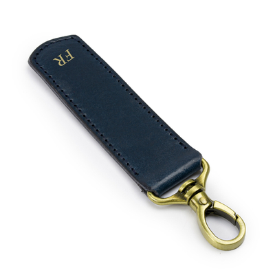 Personalised leather key ring Solier SA62 navy