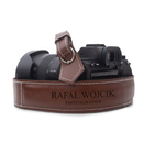 Personalised neck camera strap SA48 brown vintage