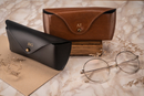 Personalized genuine leather spectacle case Solier SA37 camel