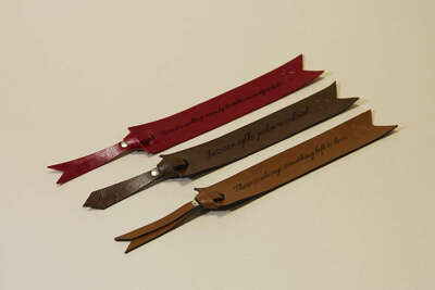 Personalized leather bookmark red