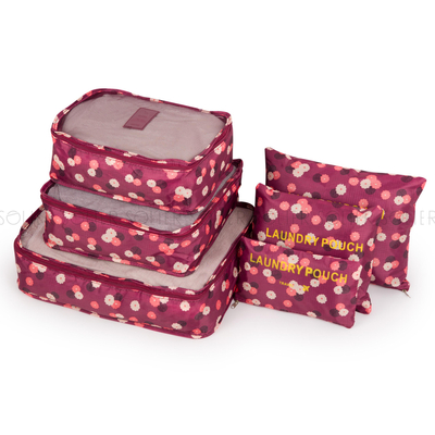 Suitcase organiser set 6 items Solier SA55 pink with dots