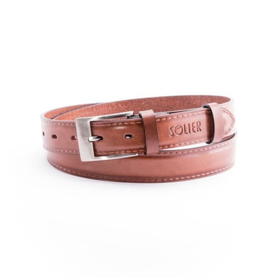 Elegant light brown leather belt SOLIER SB09