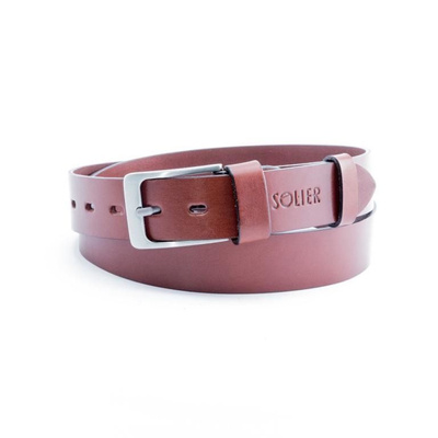 Elegant dark brown leather belt SOLIER SB11