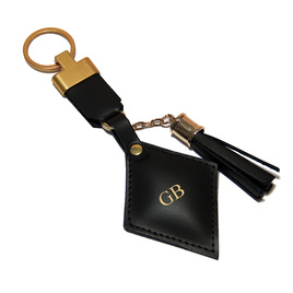 Personalised leather key ring Solier SA31 black