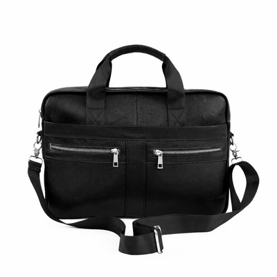 Genuine leather woman's laptop bag FL25 black with snake pattern