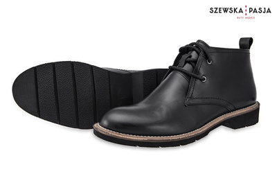 Klasyczne skórzane buty męskie Chukka czarne