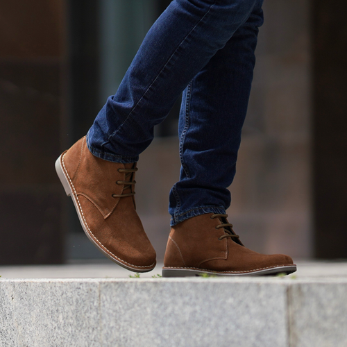 Men's stylish leather Chukka shoes / boots dark brown M467DBS