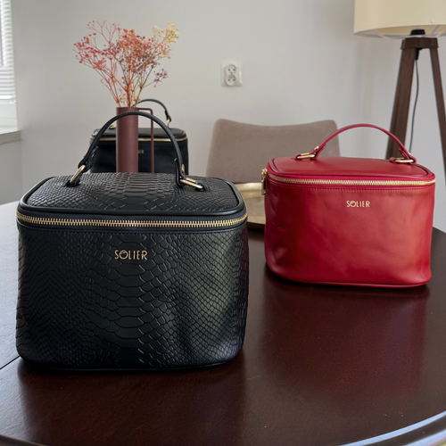 Elegant genuine leather women's beauty bag FK01 Solier red