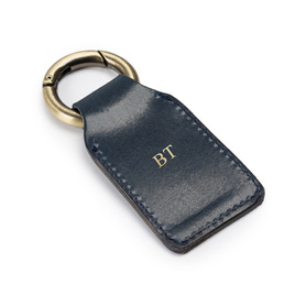 Personalised leather key ring Solier SA61 navy