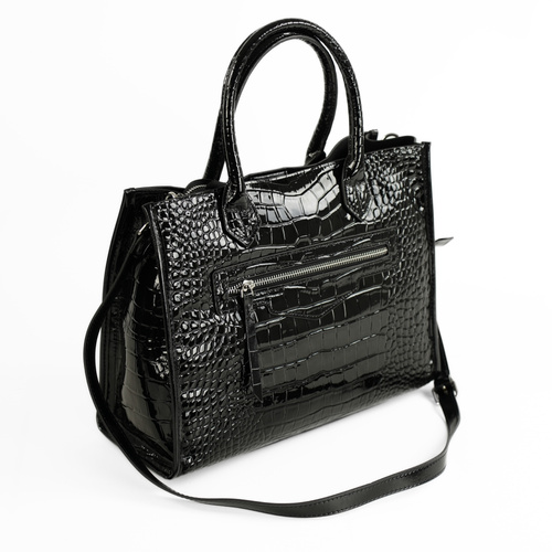 Elegancka skórzana torba damska tote Solier FL62 Silvana czarna