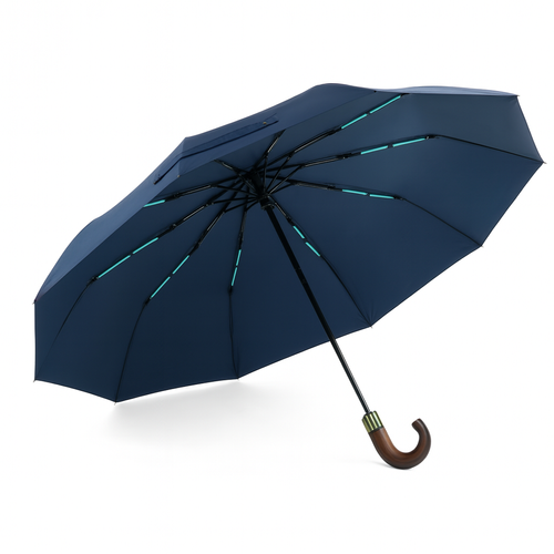 Składany mały parasol z odblaskowymi elementami - granatowy