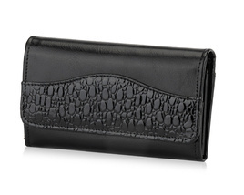 Elegant Women's leather wallet Solier P17 black snake