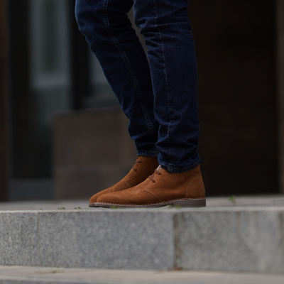 Men's stylish leather Chukka shoes / boots dark brown M467DBS