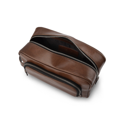 Elegancka skórzana kosmetyczka SK04 Solier brązowa vintage