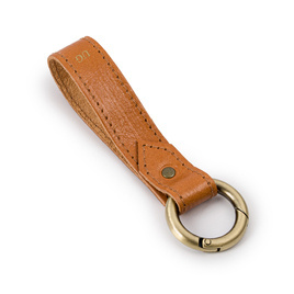 Personalised leather key ring Solier SA63 camel vegetable tanned leather