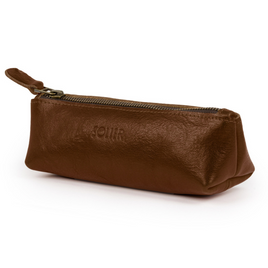 Leather pencil case Solier SA51 dark brown