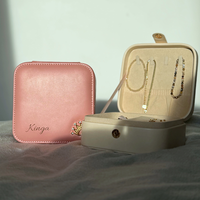 Personalizowana duża szkatułka na biżuterię - róż