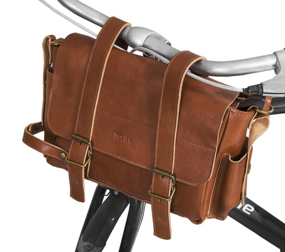 Genuine leather bicycle bag Assen SR02 dark brown